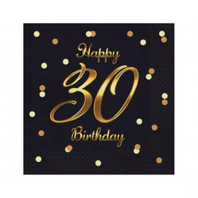 Godan Serwetki B&C Happy 30 Birthday czarne 33x33 cm