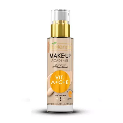 Bielenda Make-Up Academie p�ynny fluid z witaminami A + C + E odcie� naturalny 1 30 ml