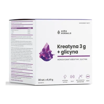 Aura Herbals Kreatyna 3 g, monohydrat + glicyna Suplement diety 30 sasz.