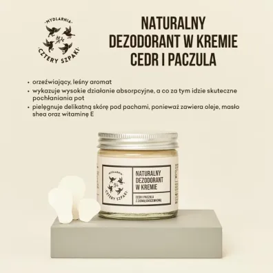 Mydlarnia 4 Szpaki Naturalny dezodorant w kremie Cedr i Paczula 60 ml