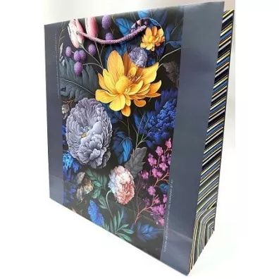Fresh Torebka ozdobna matowa ciemne kwiaty 35x37x12cm