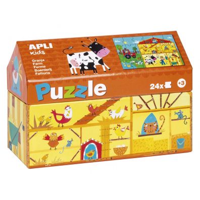 Puzzle w kartonowym domku - na wsi 3+ Apli
