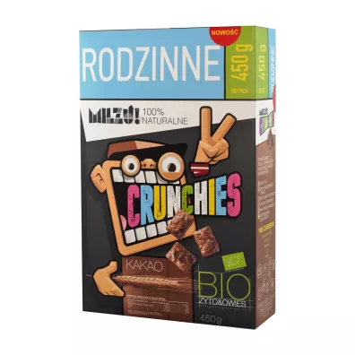 Milzu! Rodzinne crunchies Patki niadaniowe ytnio-owsiane kakao 450 g Bio