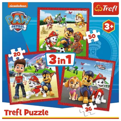 Puzzle 3w1 (20+36+50 el.) Psi Patrol. Weso�e pieski Trefl