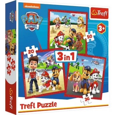 Puzzle 3w1 (20+36+50 el.) Psi Patrol. Weso�e pieski Trefl