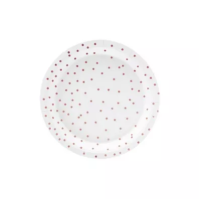 PartyDeco Talerzyki kropki bia�e 18cm 6 szt.