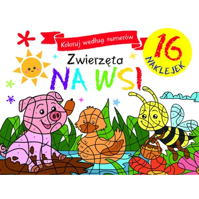 Koloruj wed�ug numer�w. Zwierz�ta na wsi