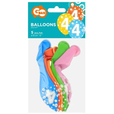 Godan Balony cyfra 4 mix 30 cm
