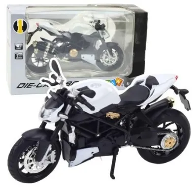 Motocykl metalowy ze �wiat�em id�wi�kiem 1:12 LeanToys
