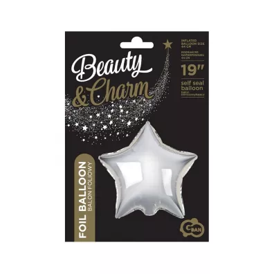 Godan Balon foliowy Gwiazda Beauty&Charm srebrna 36cm
