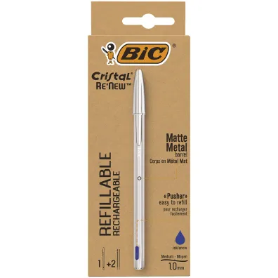 Bic D�ugopis Cristal Re'new Metal + 2 wk�ady niebieski