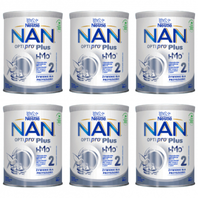 Nestle Nan Optipro Plus 2 HM-O Mleko nastpne dla niemowlt po 6 miesicu Zestaw 6 x 800 g