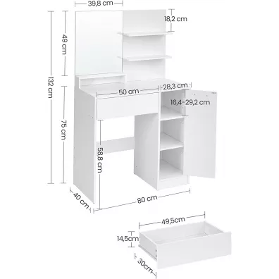 Songmics Toaletka z lustrem i szafeczk 80 cm