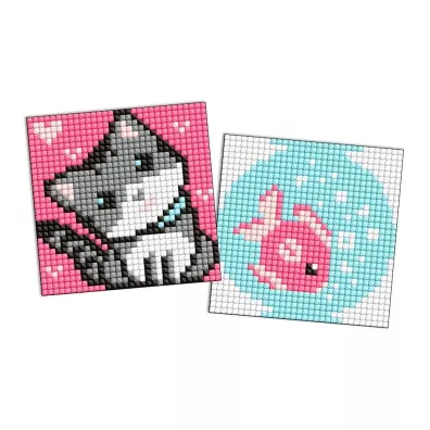 Diamentowa mozaika na magnesie 9x9 cm kids Ryba i Kotek Ideyka