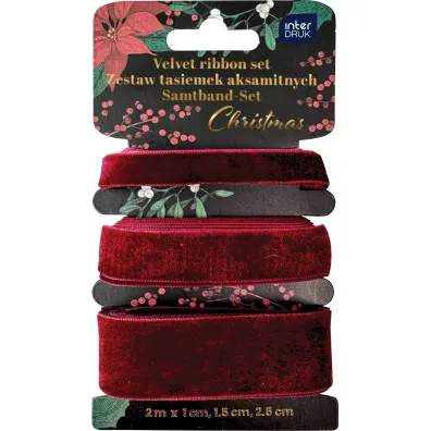Interdruk Zestaw tasiemek aksamitnych 3x2m Red