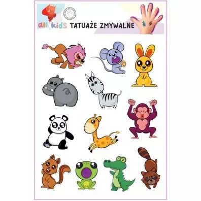 Tatua�e zmywalne dla dzieci Weso�e zwierz�tka 2 All4Kids