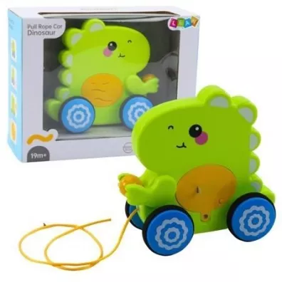 Dinozaur do ci�gni�cia dla malucha zielony LeanToys