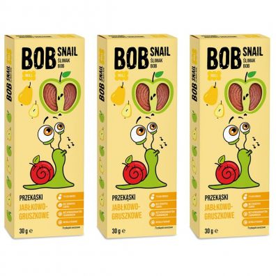Bob Snail Przekąska jabłkowo-gruszkowa bez dodatku cukru Zestaw 3 x 30 g