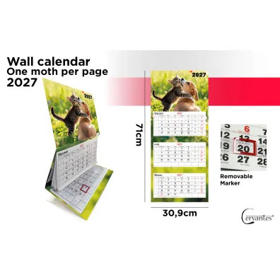 Cervantes Kalendarz 2027 tr�jdzielny �cienny Zwierzaki