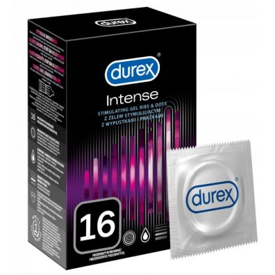 Durex prezerwatywy Intense z wypustkami prążkami żel stymulujący 16 szt.