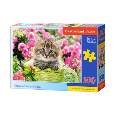Puzzle 100 el. Kotek w kwiatkach ogrodowych Castorland