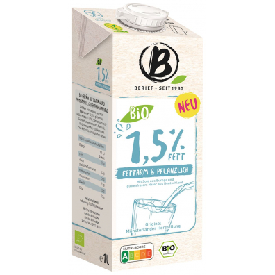 Berief Napj sojowo - owsiany 1,5 % tuszczu bezglutenowy 1 l Bio