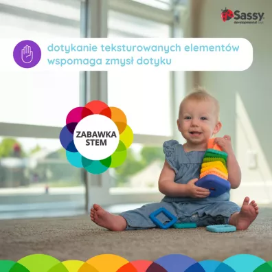 Sassy Zakr�cona wie�a z klock�w – zabawka sensoryczna dla niemowl�t i dzieci