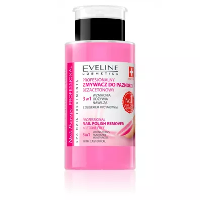 Eveline Cosmetics Nail Therapy Professional 3w1 profesjonalny zmywacz do paznokci bezacetonowy 190 ml