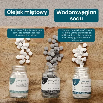 Georganics Naturalne tabletki do p�ukania jamy ustnej, English Peppermint 180 szt.