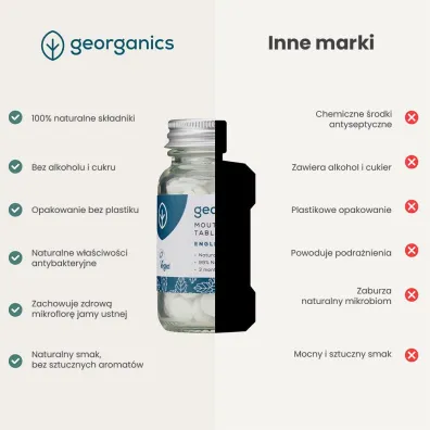 Georganics Naturalne tabletki do p�ukania jamy ustnej, English Peppermint 180 szt.