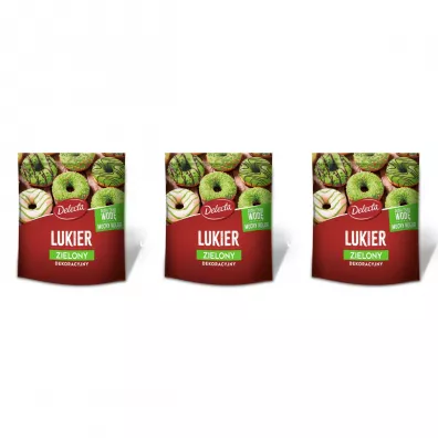 Delecta Lukier dekoracyjny zielony zestaw 3 x 80 g