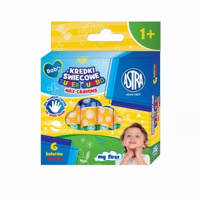 Kredki �wiecowe okr�g�e Super Jumbo 6kol ASTRA 6 szt.