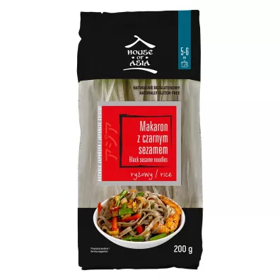 House of Asia Makaron ryowy z czarnym sezamem 5 mm 200 g