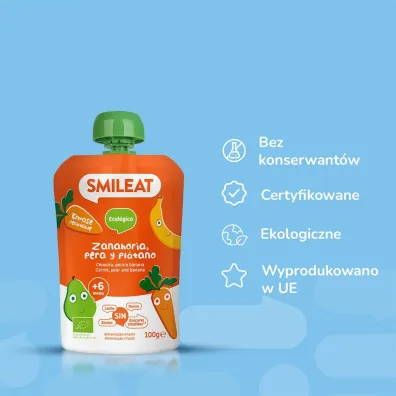 Smileat Mus z gruszk�, bananem i marchewk� 6 m+ 100 g Bio
