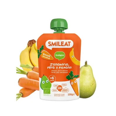 Smileat Mus z gruszk�, bananem i marchewk� 6 m+ 100 g Bio