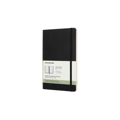 Kalendarz 2019 Tygodniowy Czarny Poziomy(Moleskine Horizontal Black Large Week)