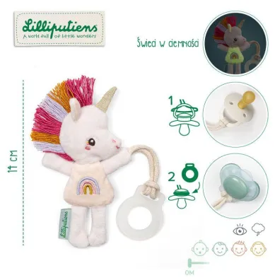 Lilliputiens Zawieszka do smoczka wiecca w ciemnoci Nocny mini przyjaciel Jednoroec Lena 0 m+