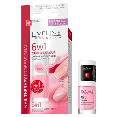 Zdjęcia - Kosmetyk i preparat do paznokci Eveline Cosmetics 6w1 Care&Colour odżywka do paznokci nadająca kolor Rose 