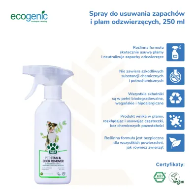 Ecogenic Pets Green, Spray do usuwania zapach�w i plam po zwierz�tach 250 ml