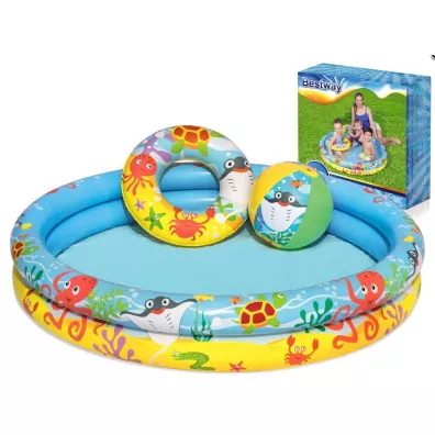 Basen dmuchany ogrodowy 3w1 dla dzieci k�ko pi�ka BESTWAY 51124 122cm