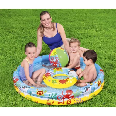 Basen dmuchany ogrodowy 3w1 dla dzieci k�ko pi�ka BESTWAY 51124 122cm