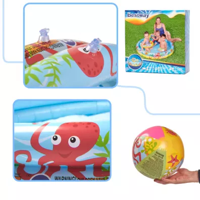 Basen dmuchany ogrodowy 3w1 dla dzieci k�ko pi�ka BESTWAY 51124 122cm