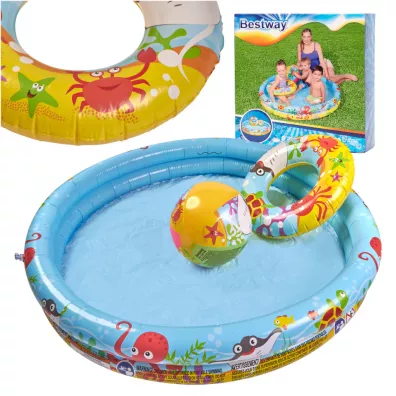 Basen dmuchany ogrodowy 3w1 dla dzieci k�ko pi�ka BESTWAY 51124 122cm