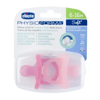 Chicco Smoczek uspokajaj�cy Soft r�owy 6-16m 2 szt.