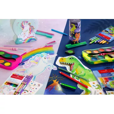 Faber-Castell Kredki Grip dinozaury metalicznych + naklejki 18 kolor�w + 6 kolor�w