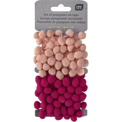 Interdruk Zestaw pompon�w na ta�mie 2x1,5m Satin Gold