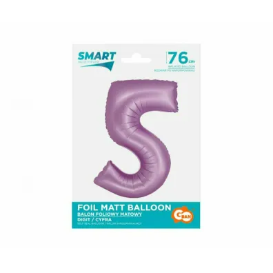 Godan Balon foliowy Smart Cyfra 5 lawendowa matowa 76cm