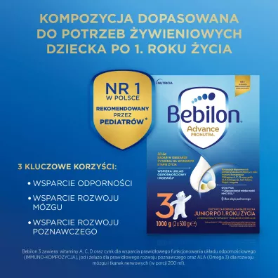 Bebilon 3 Advance Pronutra Junior Formua na bazie mleka po 1. roku ycia 1 kg