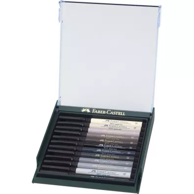 Faber-Castell Pisaki Pitt Artist Pen Brush Grey 12 szt.