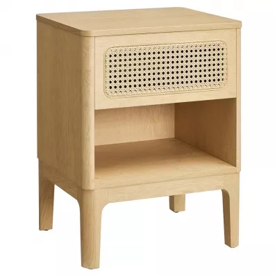 Songmics Szafka nocna z rattanow szufladk boho